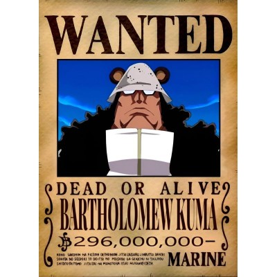 Placa Decorativa OnePiece Wanted Bartolomew kuma